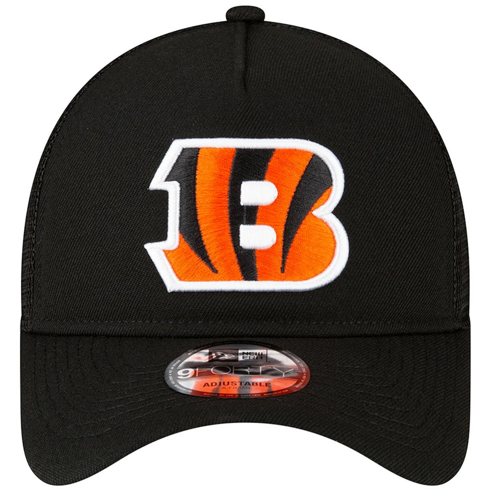 Cincinnati Bengals New Era A-Frame Trucker 9FORTY Adjustable Hat Black