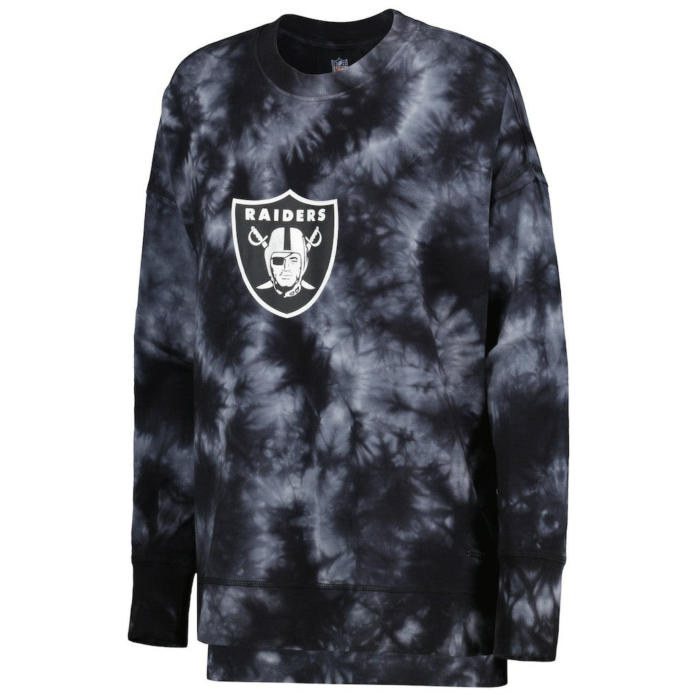 Las Vegas Raiders MSX by Michael Strahan Women's Bailey Tie-Dye Pullover Sweatshirt Black