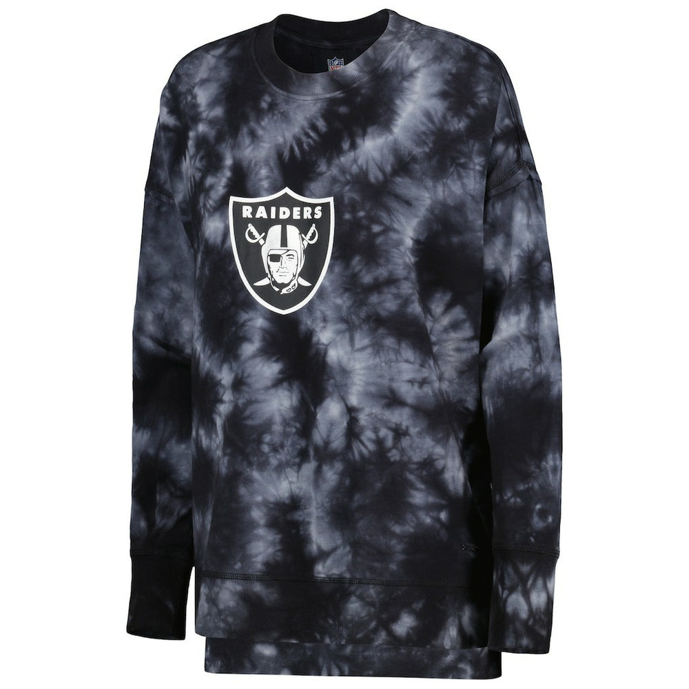 Las Vegas Raiders MSX by Michael Strahan Women's Bailey Tie-Dye Pullover Sweatshirt Black