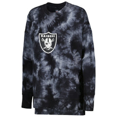 Las Vegas Raiders MSX by Michael Strahan Women's Bailey Tie-Dye Pullover Sweatshirt Black