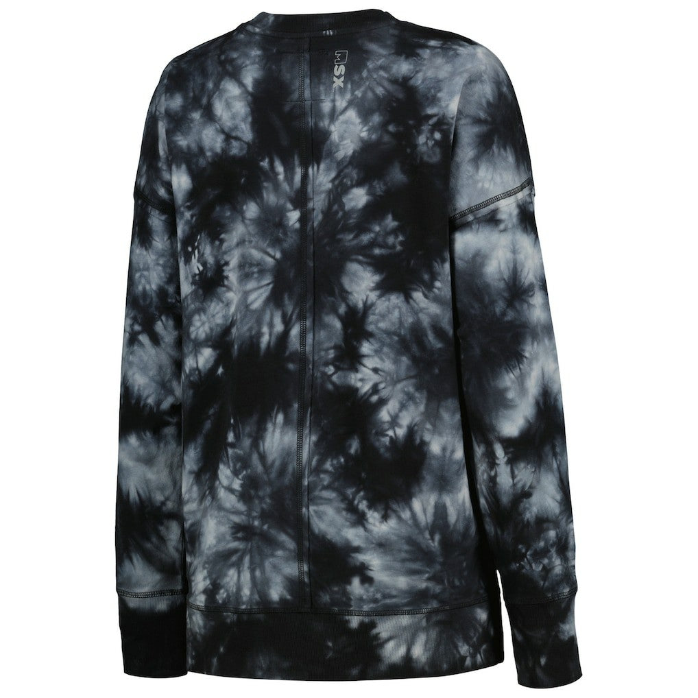 Cleveland Browns MSX by Michael Strahan Women's Bailey Tie-Dye Tri-Blend Pullover Sweatshirt Black