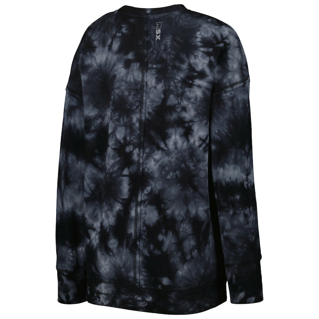 New Orleans Saints MSX by Michael Strahan Women's Bailey Tie-Dye Tri-Blend Pullover Sweatshirt Black