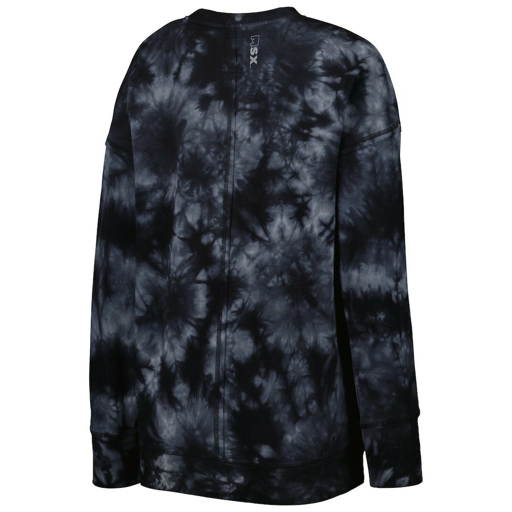 New Orleans Saints MSX by Michael Strahan Women's Bailey Tie-Dye Tri-Blend Pullover Sweatshirt Black