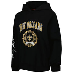 New Orleans Saints Tommy Hilfiger Women's Becca Drop Shoulder Pullover Hoodie Black