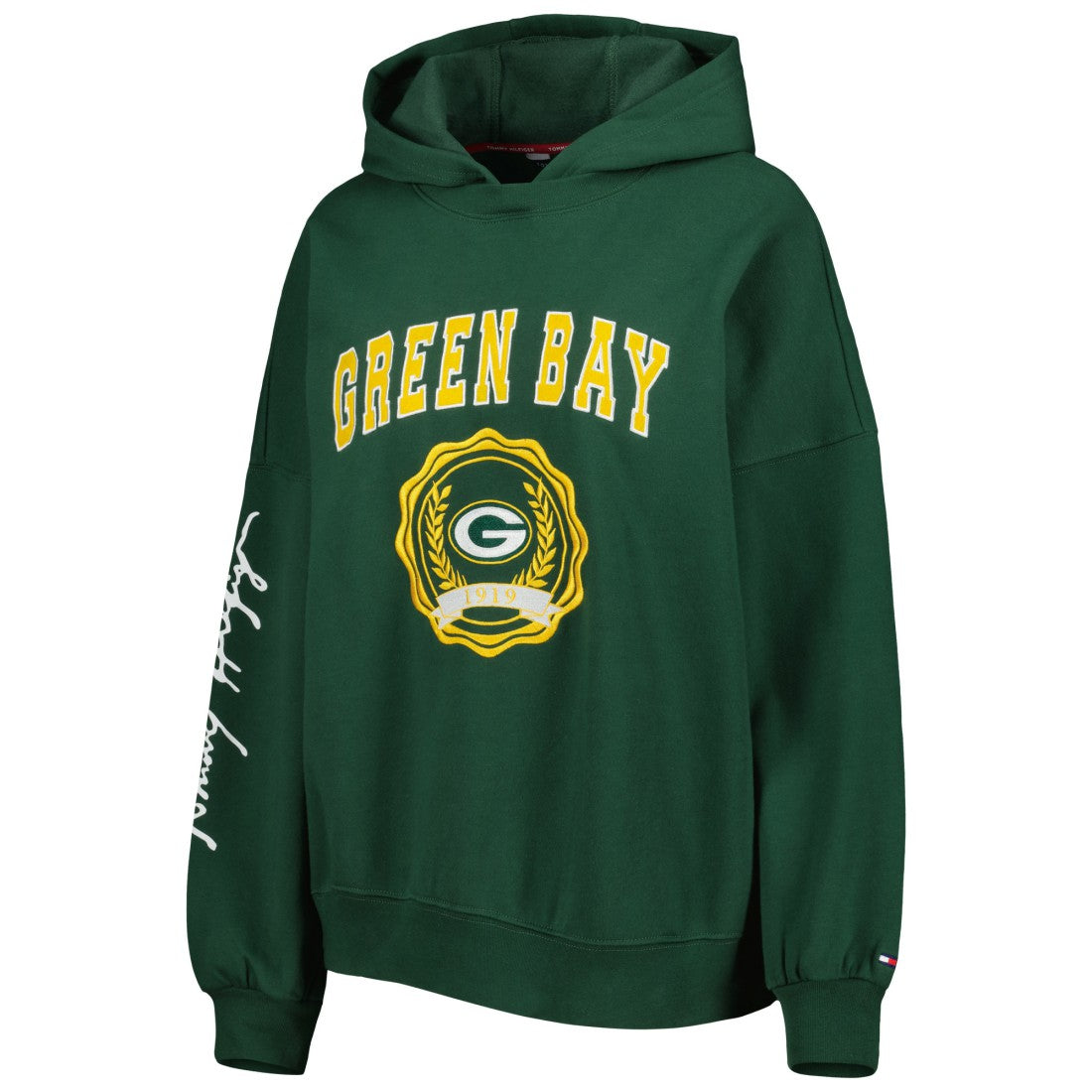 Green Bay Packers Tommy Hilfiger Women's Becca Drop Shoulder Pullover Hoodie Green