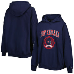 New England Patriots Tommy Hilfiger Women's Becca Drop Shoulder Pullover Hoodie Navy