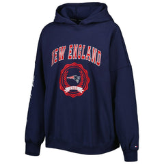 New England Patriots Tommy Hilfiger Women's Becca Drop Shoulder Pullover Hoodie Navy