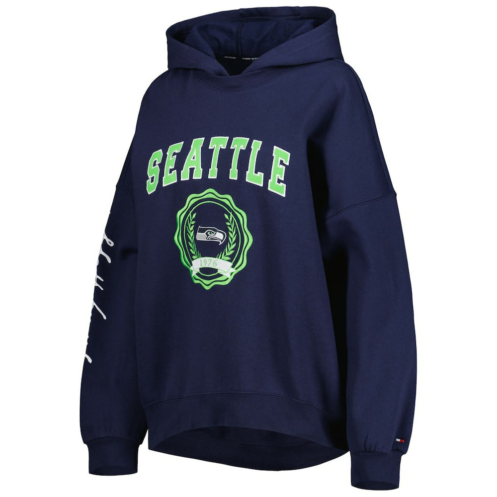 Seattle Seahawks Tommy Hilfiger Women's Becca Drop Shoulder Pullover Hoodie College Navy