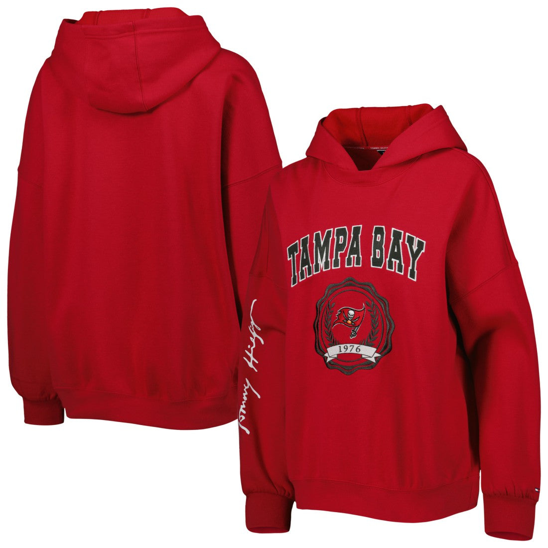 Tampa Bay Buccaneers Tommy Hilfiger Women's Becca Drop Shoulder Pullover Hoodie Red