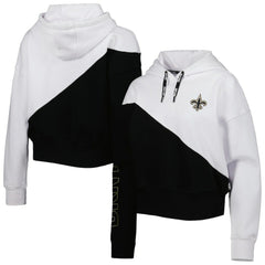 New Orleans Saints DKNY Sport Women's Bobbi Color Blocked Pullover Hoodie White/Black