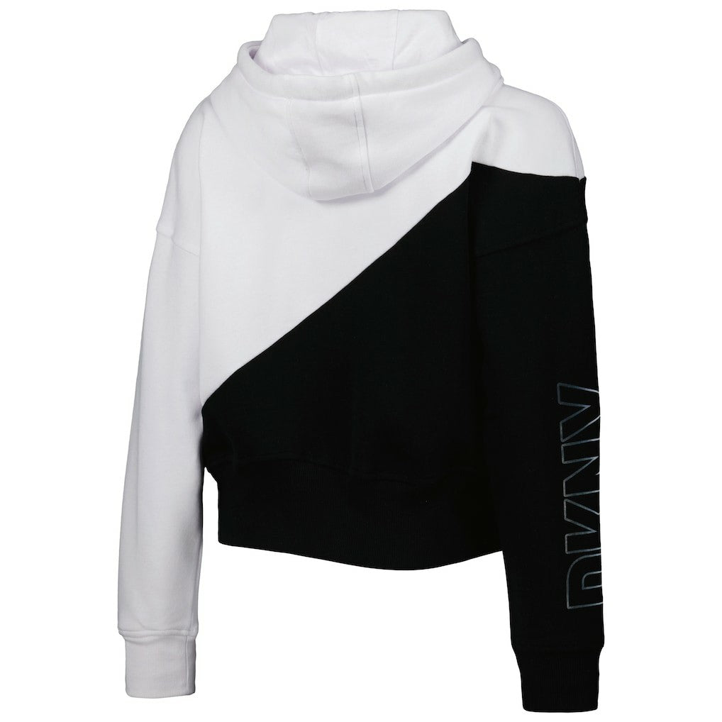 New Orleans Saints DKNY Sport Women's Bobbi Color Blocked Pullover Hoodie White/Black