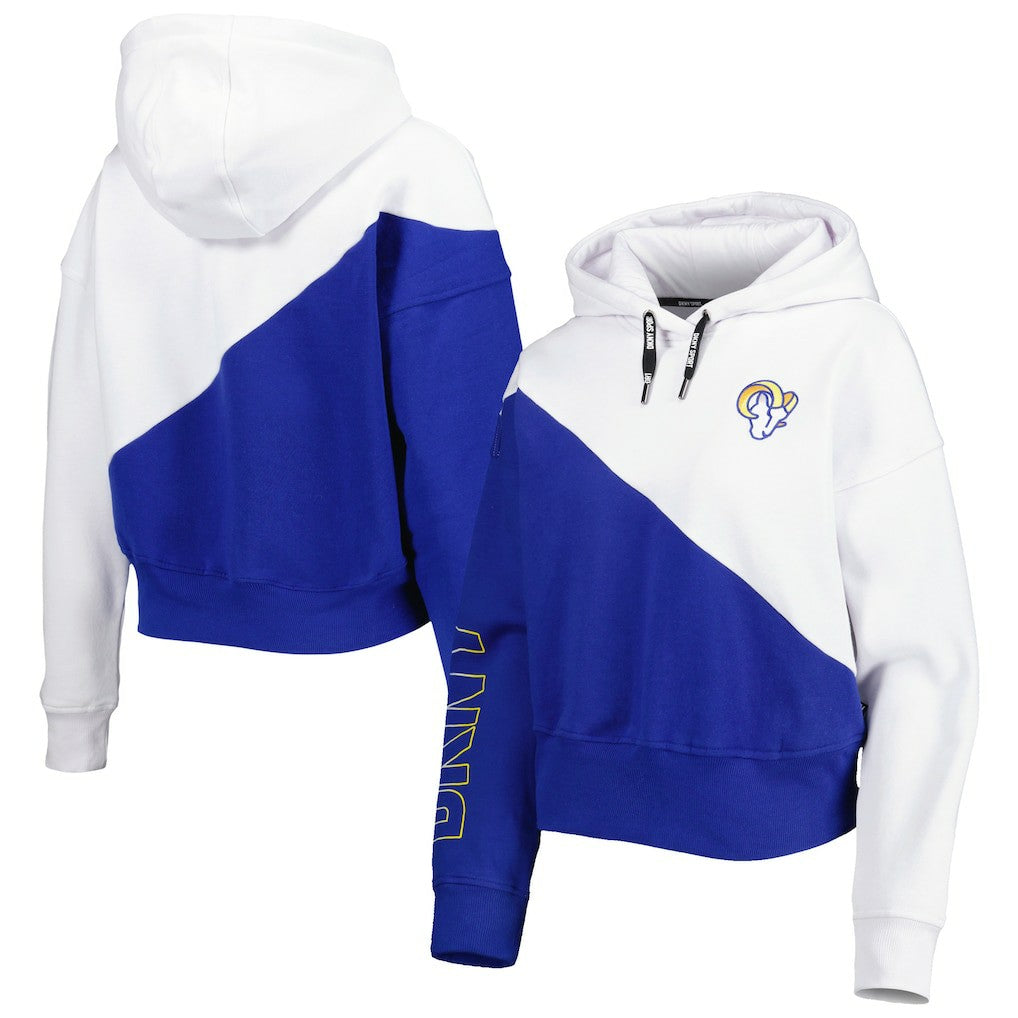 Los Angeles Rams DKNY Sport Women's Bobbi Color Blocked Pullover Hoodie White/Royal