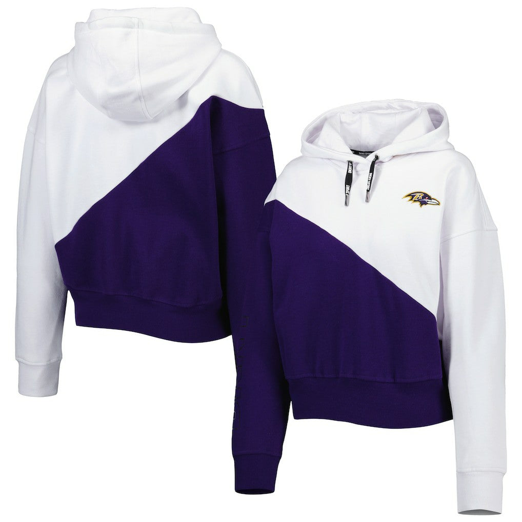 Baltimore Ravens DKNY Sport Women's Bobbi Color Blocked Pullover Hoodie White/Purple
