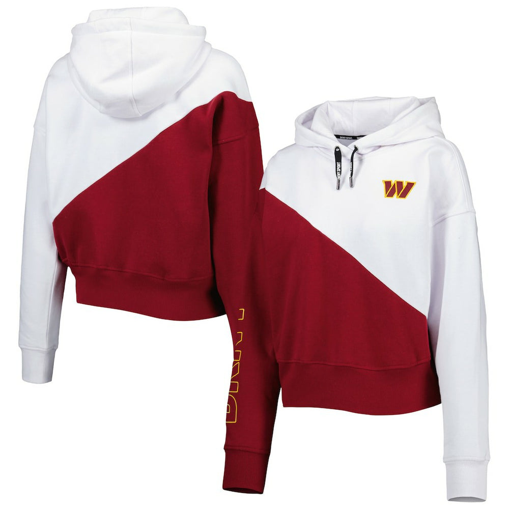 Washington Commanders DKNY Sport Women's Bobbi Color Blocked Pullover Hoodie White/Burgundy