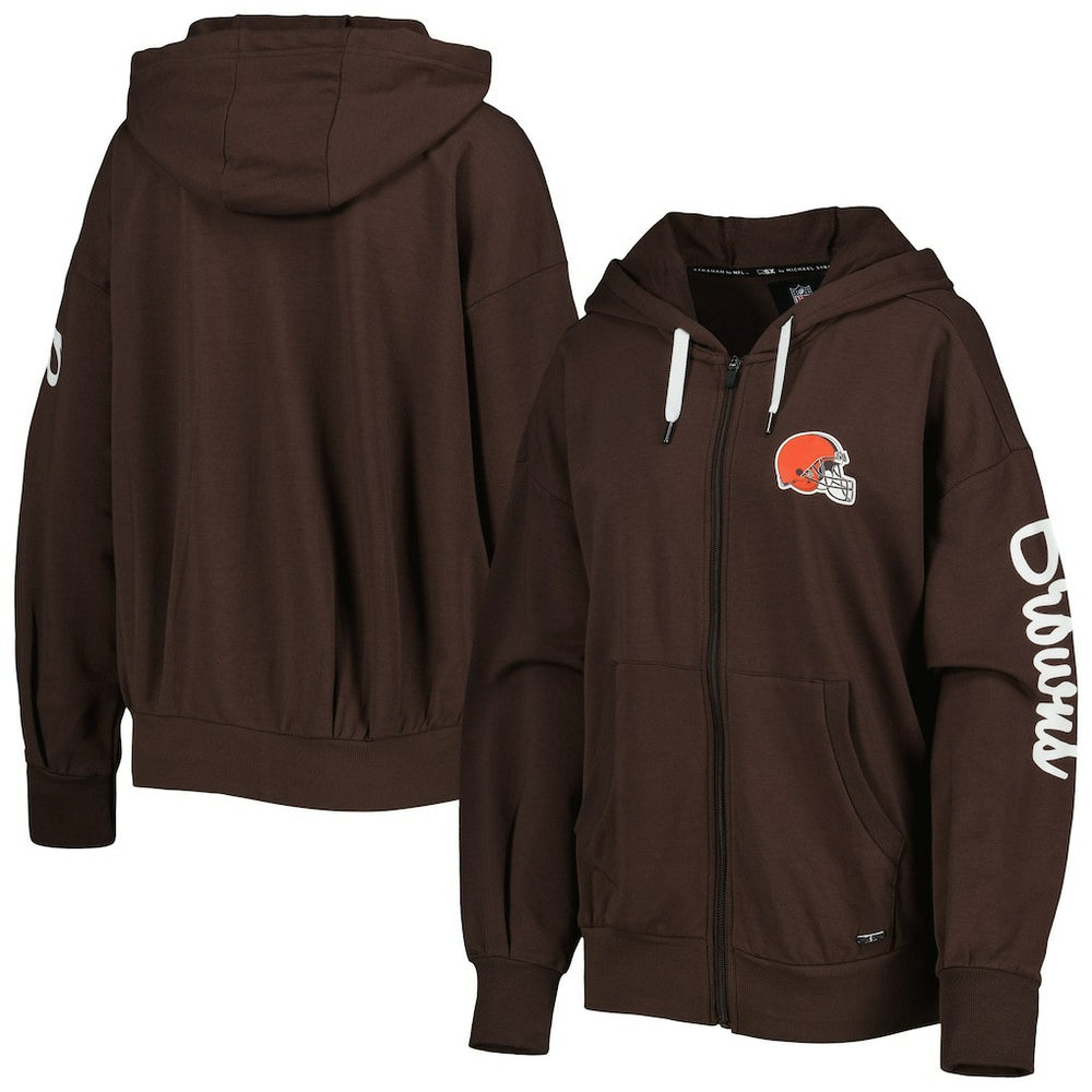 Cleveland Browns MSX by Michael Strahan Women's Emerson Lightweight Full-Zip Hoodie Brown