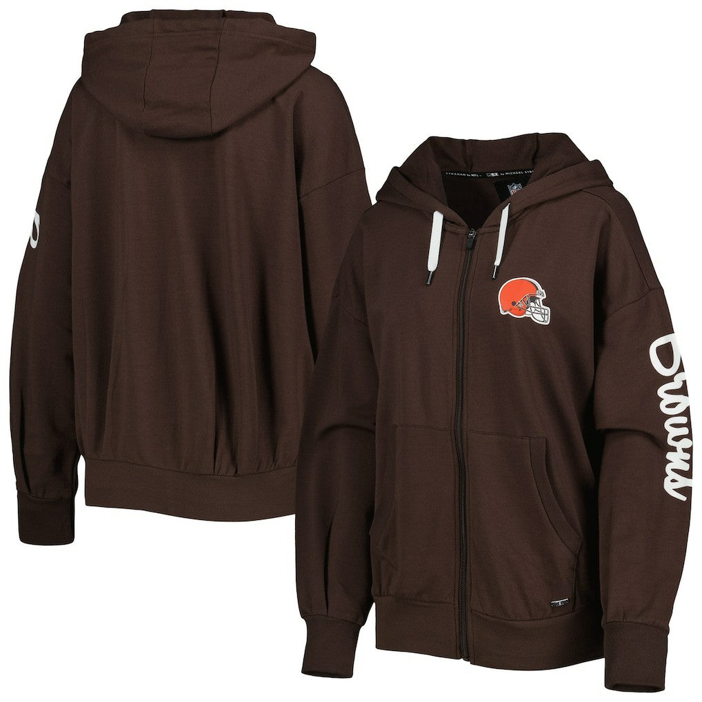 Cleveland Browns MSX by Michael Strahan Women's Emerson Lightweight Full-Zip Hoodie Brown