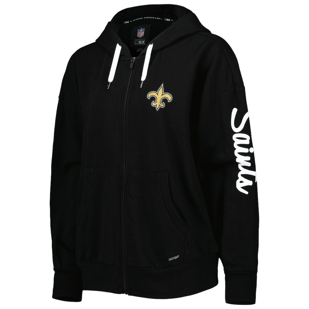New Orleans Saints MSX by Michael Strahan Women's Emerson Lightweight Full-Zip Hoodie Black