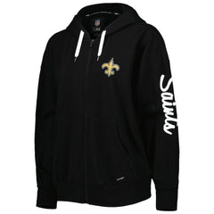 New Orleans Saints MSX by Michael Strahan Women's Emerson Lightweight Full-Zip Hoodie Black