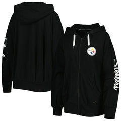 Pittsburgh Steelers MSX by Michael Strahan Women's Emerson Lightweight Full-Zip Hoodie Black