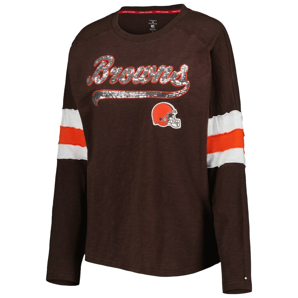 Cleveland Browns Tommy Hilfiger Women's Justine Long Sleeve Tunic T-Shirt Brown