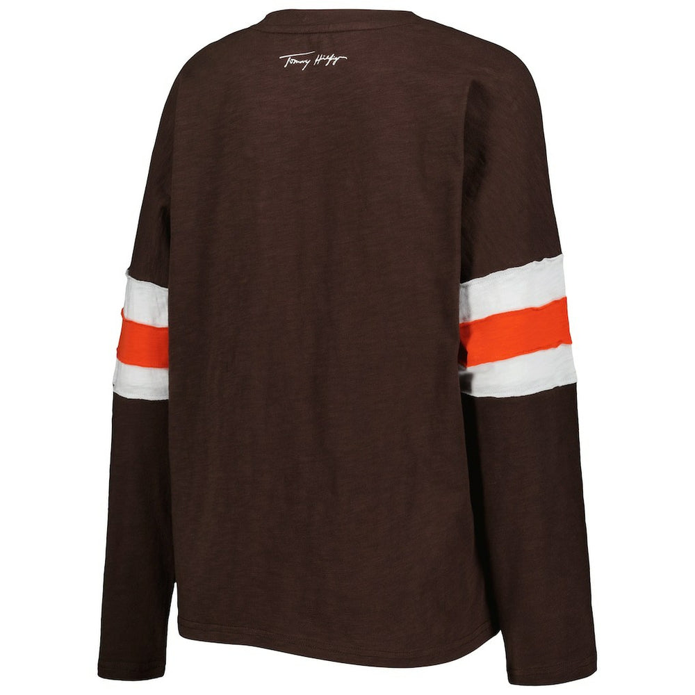 Cleveland Browns Tommy Hilfiger Women's Justine Long Sleeve Tunic T-Shirt Brown