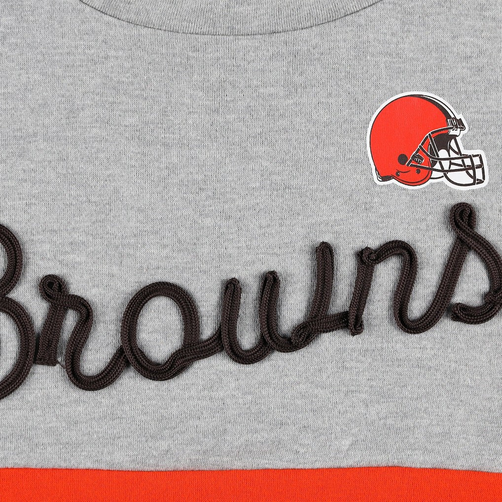Cleveland Browns Touch Women's Outfield Deep V-Back Waist Length Pullover Sweatshirt Heather Gray/Brown