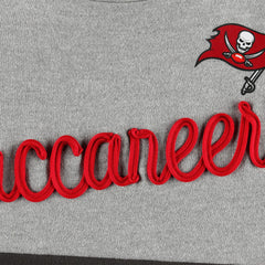 Tampa Bay Buccaneers Touch Women's Outfield Deep V-Back Waist Length Pullover Sweatshirt Heather Gray/Red