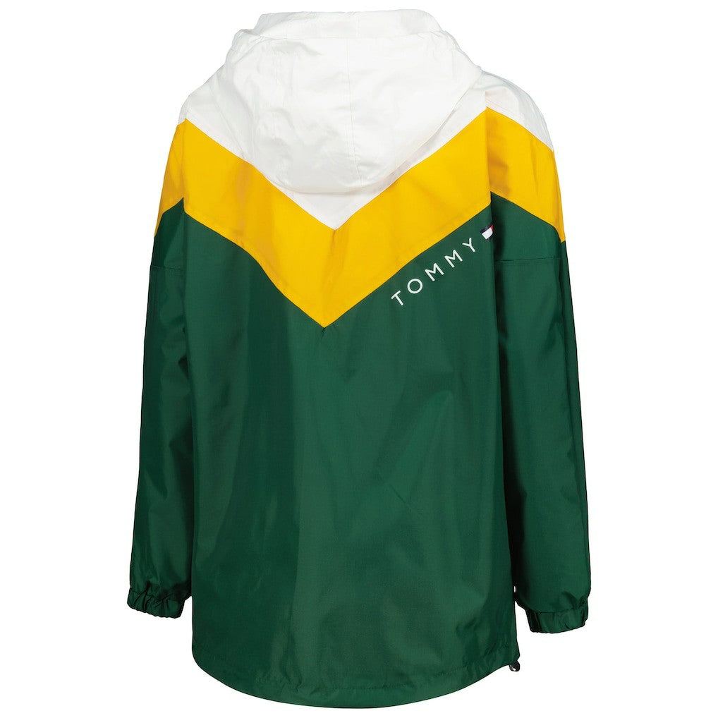 Green Bay Packers Tommy Hilfiger Women's Staci Half-Zip Hoodie Windbreaker Jacket White/Gold