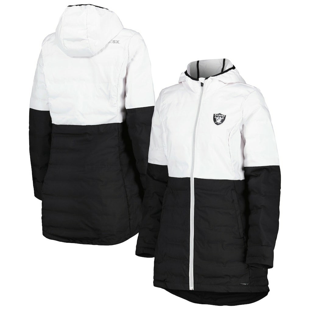 Las Vegas Raiders MSX by Michael Strahan Women's Willow Quilted Hoodie Full-Zip Jacket White/Black