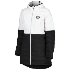 Las Vegas Raiders MSX by Michael Strahan Women's Willow Quilted Hoodie Full-Zip Jacket White/Black