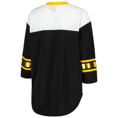 Pittsburgh Steelers G-III 4Her by Carl Banks Women's Double Team 3/4-Sleeve Lace-Up T-Shirt Black/White