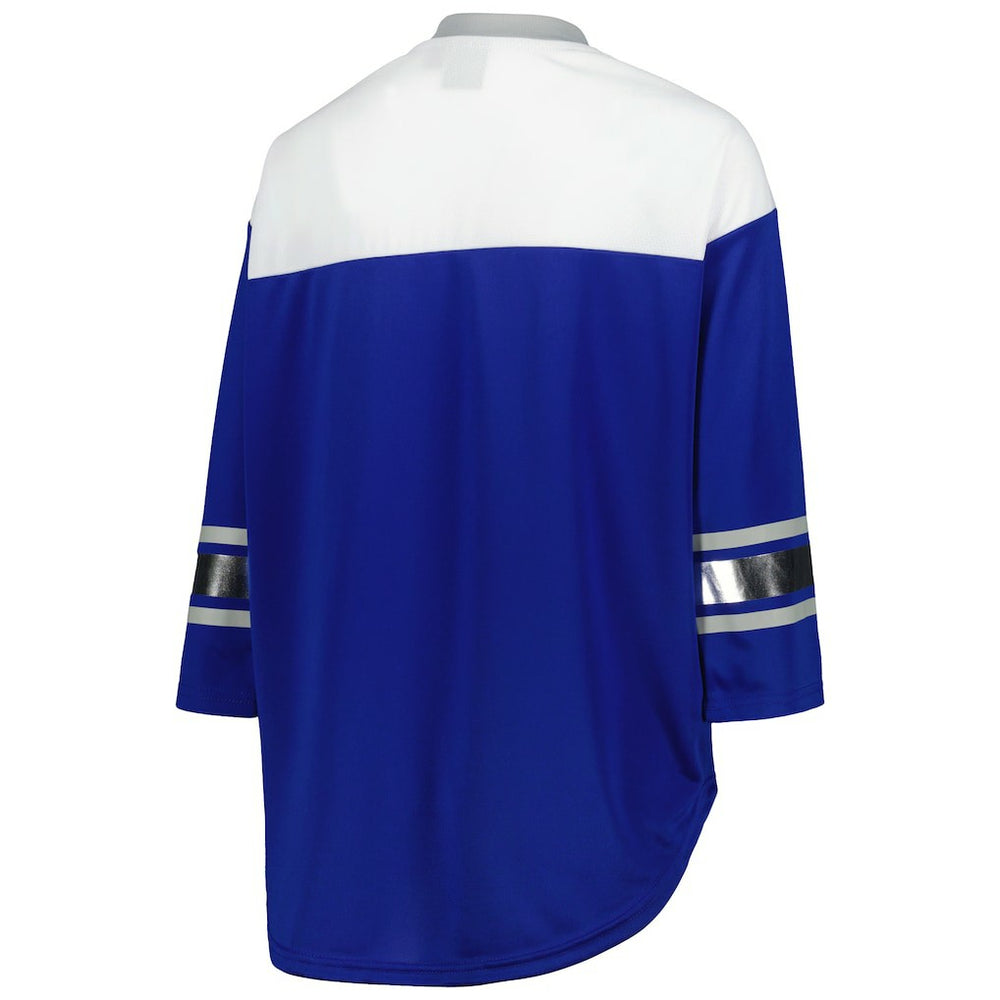 Indianapolis Colts G-III 4Her by Carl Banks Women's Double Team 3/4-Sleeve Lace-Up T-Shirt Royal/White