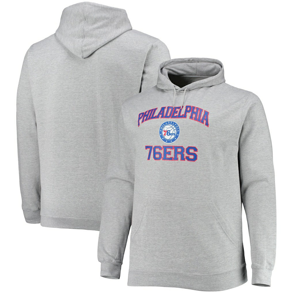 Philadelphia 76ers Big & Tall Heart & Soul Pullover Hoodie Heathered Gray