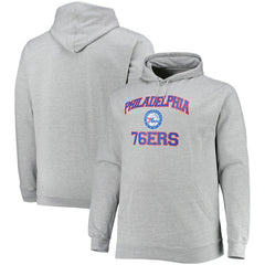 Philadelphia 76ers Big & Tall Heart & Soul Pullover Hoodie Heathered Gray