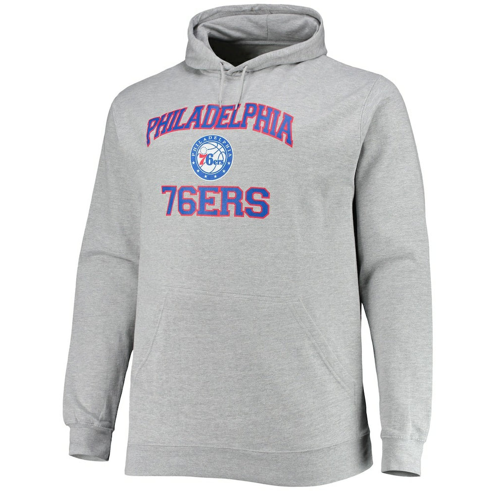 Philadelphia 76ers Big & Tall Heart & Soul Pullover Hoodie Heathered Gray