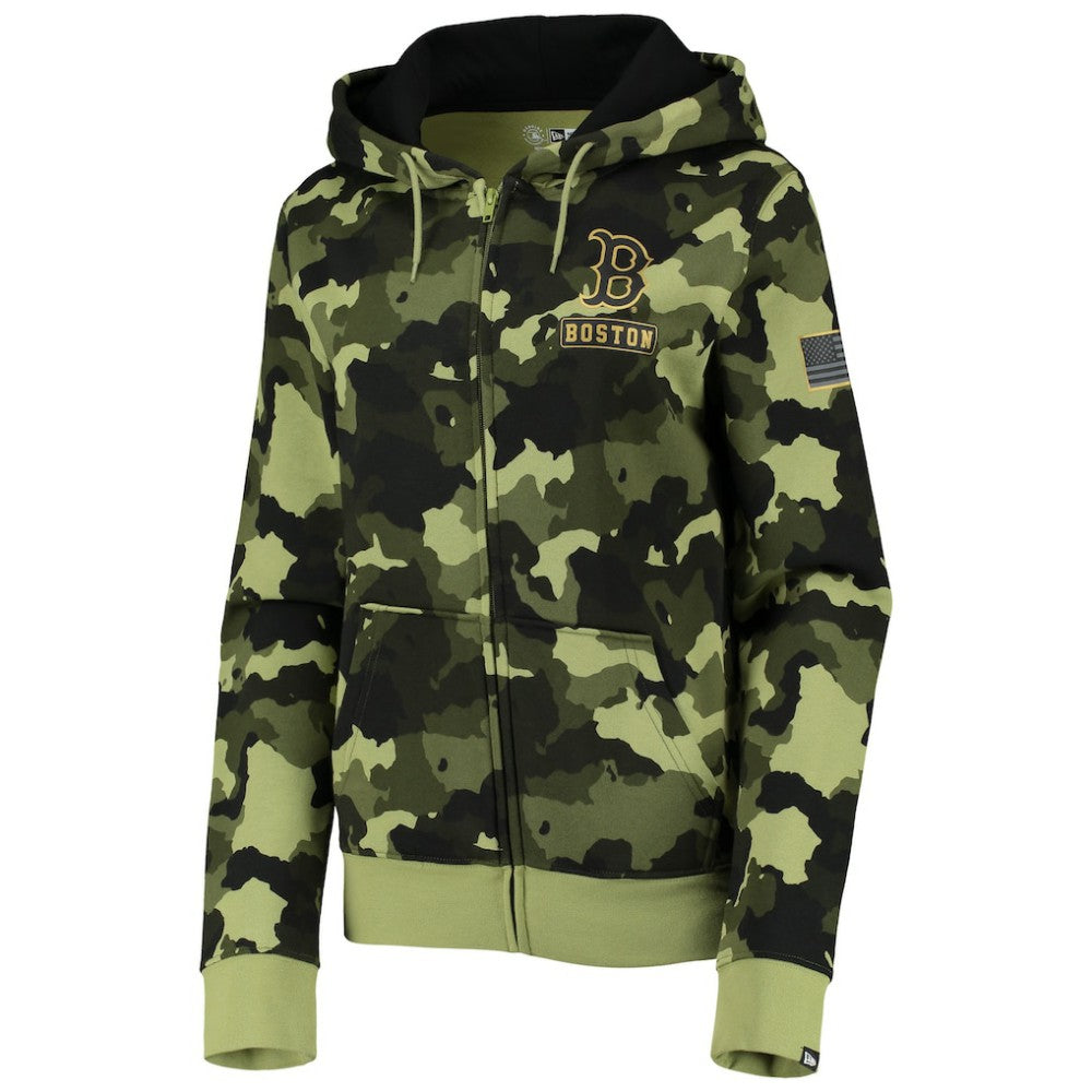 Boston Red Sox New Era Women's 2022 MLB Armed Forces Day Camo Full-Zip Hoodie - Green - New Era Online