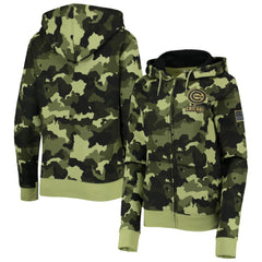 Chicago Cubs New Era Women's 2022 MLB Armed Forces Day Camo Full-Zip Hoodie - Green - New Era on Sale
