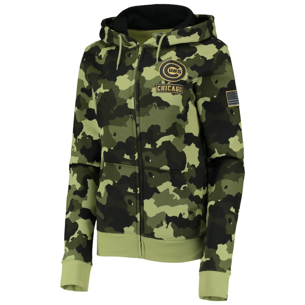Chicago Cubs New Era Women's 2022 MLB Armed Forces Day Camo Full-Zip Hoodie - Green - New Era on Sale