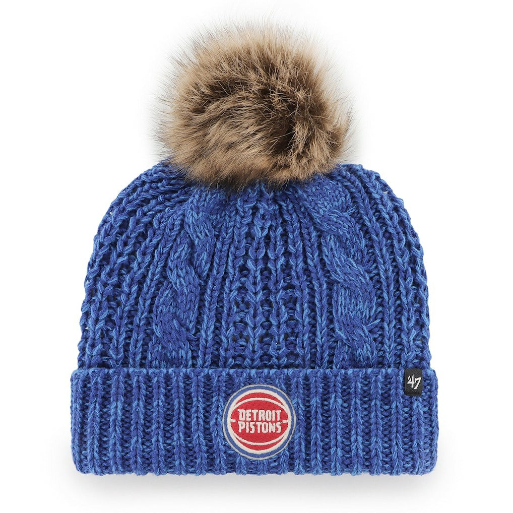 Detroit Pistons '47 Women's Meeko Cuffed Knit Hat with Pom for sale Royal | 47 brand discount