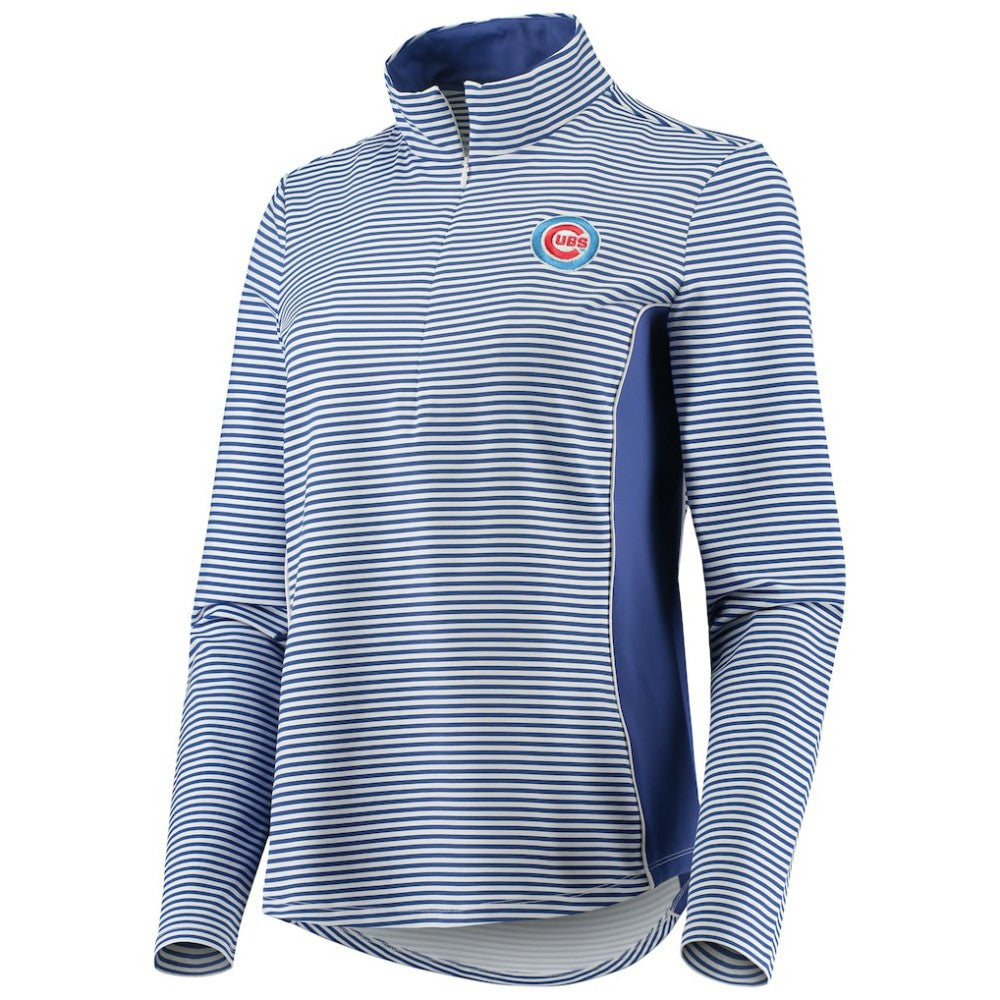 Chicago Cubs Tommy Bahama Women's Aubrey Stripe Block IslandZone Half-Zip Jacket - Royal - MLB Lifestyle