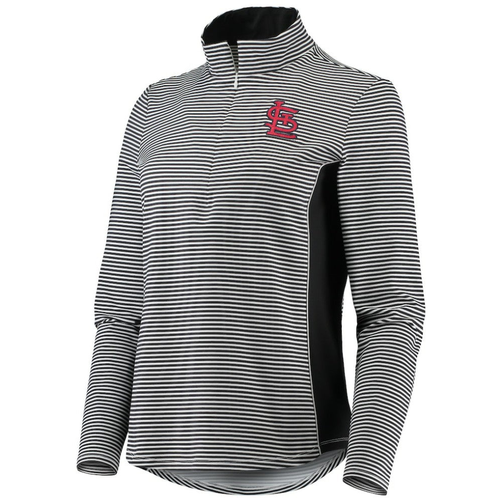 St. Louis Cardinals Tommy Bahama Women's Aubrey Stripe Block IslandZone Half-Zip Jacket - Black - MLB Discount