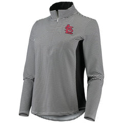 St. Louis Cardinals Tommy Bahama Women's Aubrey Stripe Block IslandZone Half-Zip Jacket - Black - MLB Discount