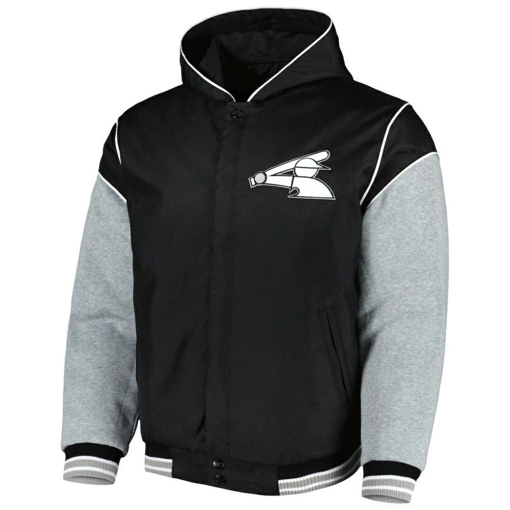 Chicago White Sox JH Design Reversible Fleece Full-Snap Hoodie Jacket - Black - MLB Lifestyle