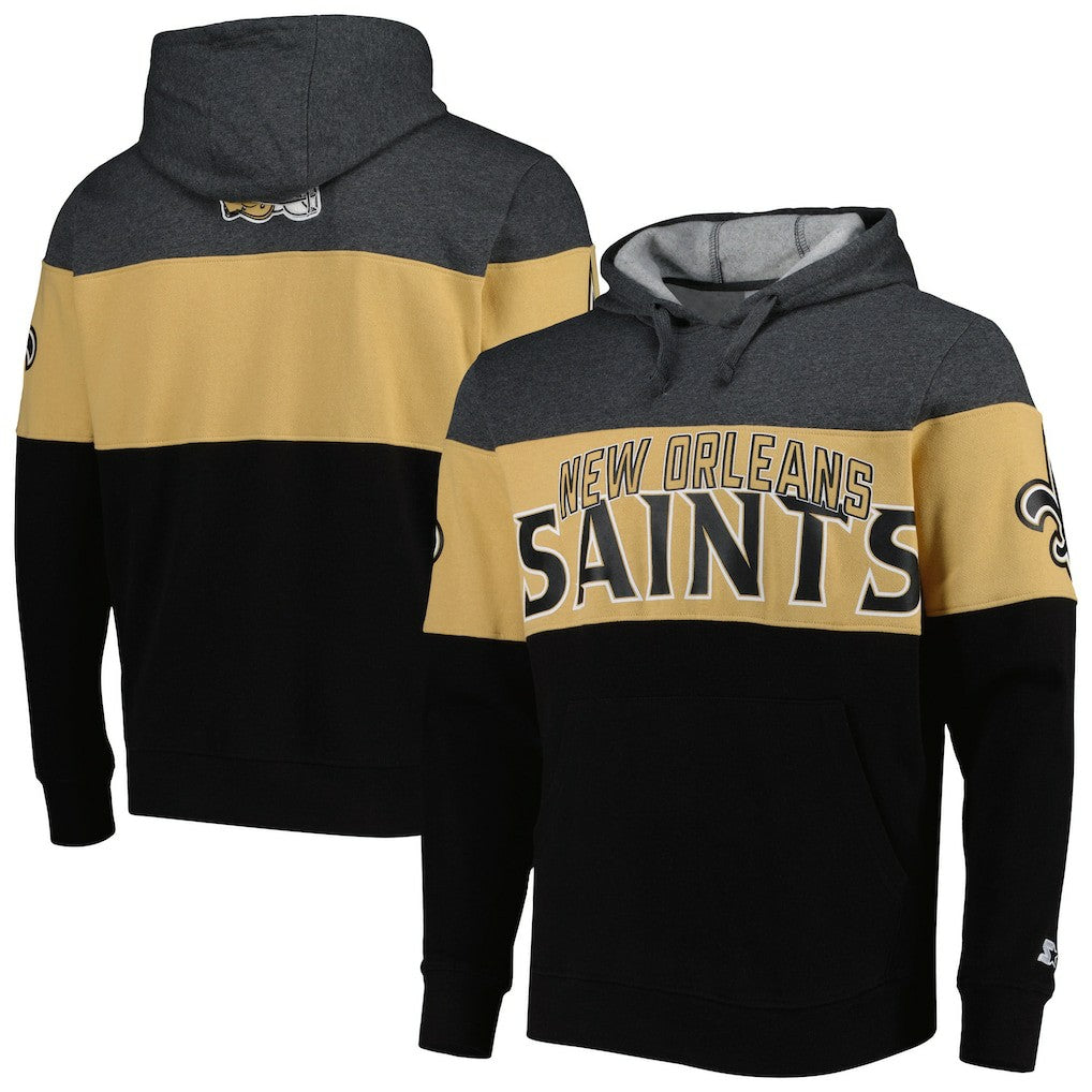 New Orleans Saints Starter Extreme Pullover Hoodie Black/Heather Gray