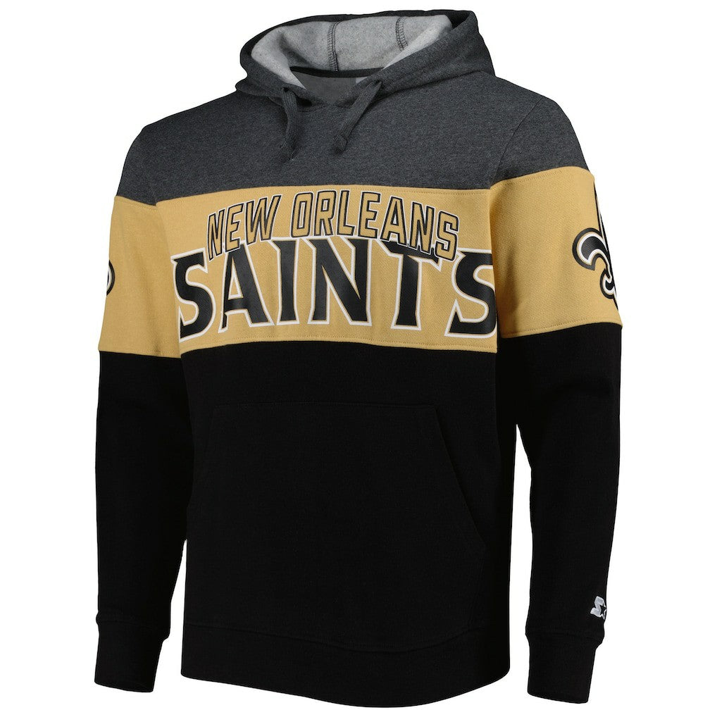 New Orleans Saints Starter Extreme Pullover Hoodie Black/Heather Gray