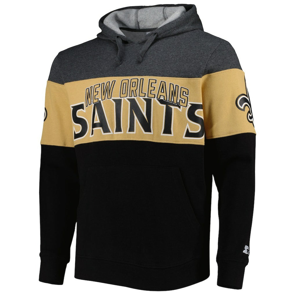 New Orleans Saints Starter Extreme Pullover Hoodie Black/Heather Gray