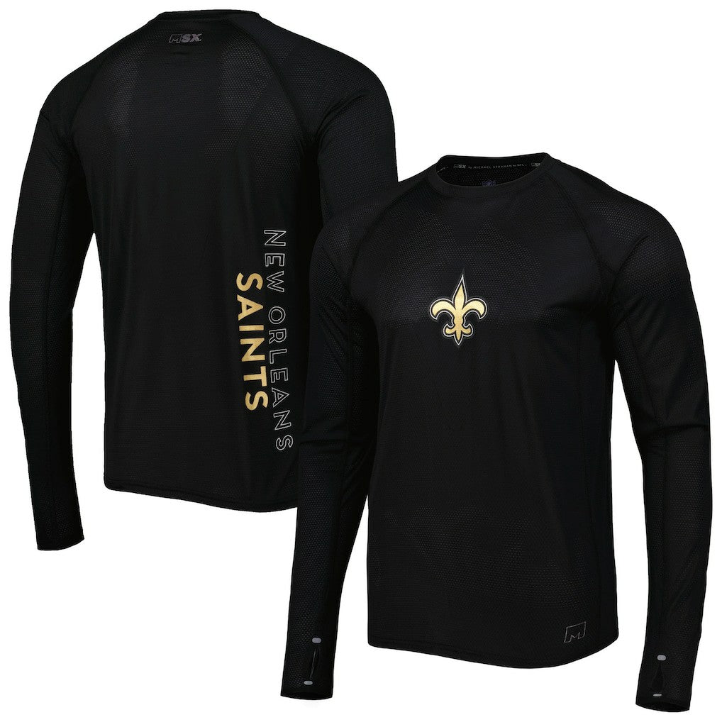 New Orleans Saints MSX by Michael Strahan Interval Long Sleeve Raglan T-Shirt Black