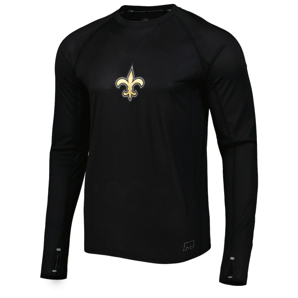 New Orleans Saints MSX by Michael Strahan Interval Long Sleeve Raglan T-Shirt Black