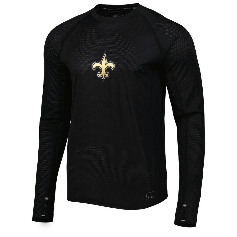 New Orleans Saints MSX by Michael Strahan Interval Long Sleeve Raglan T-Shirt Black