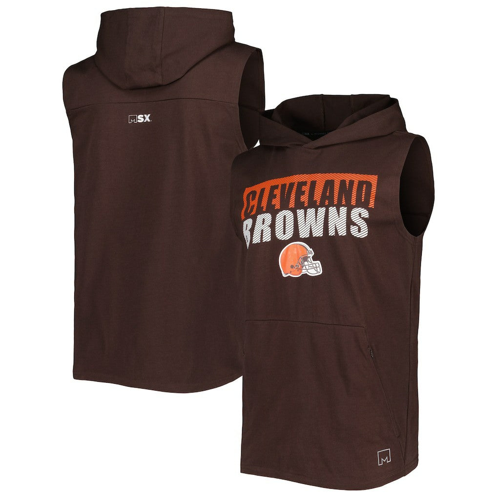 Cleveland Browns MSX by Michael Strahan Relay Sleeveless Pullover Hoodie Brown